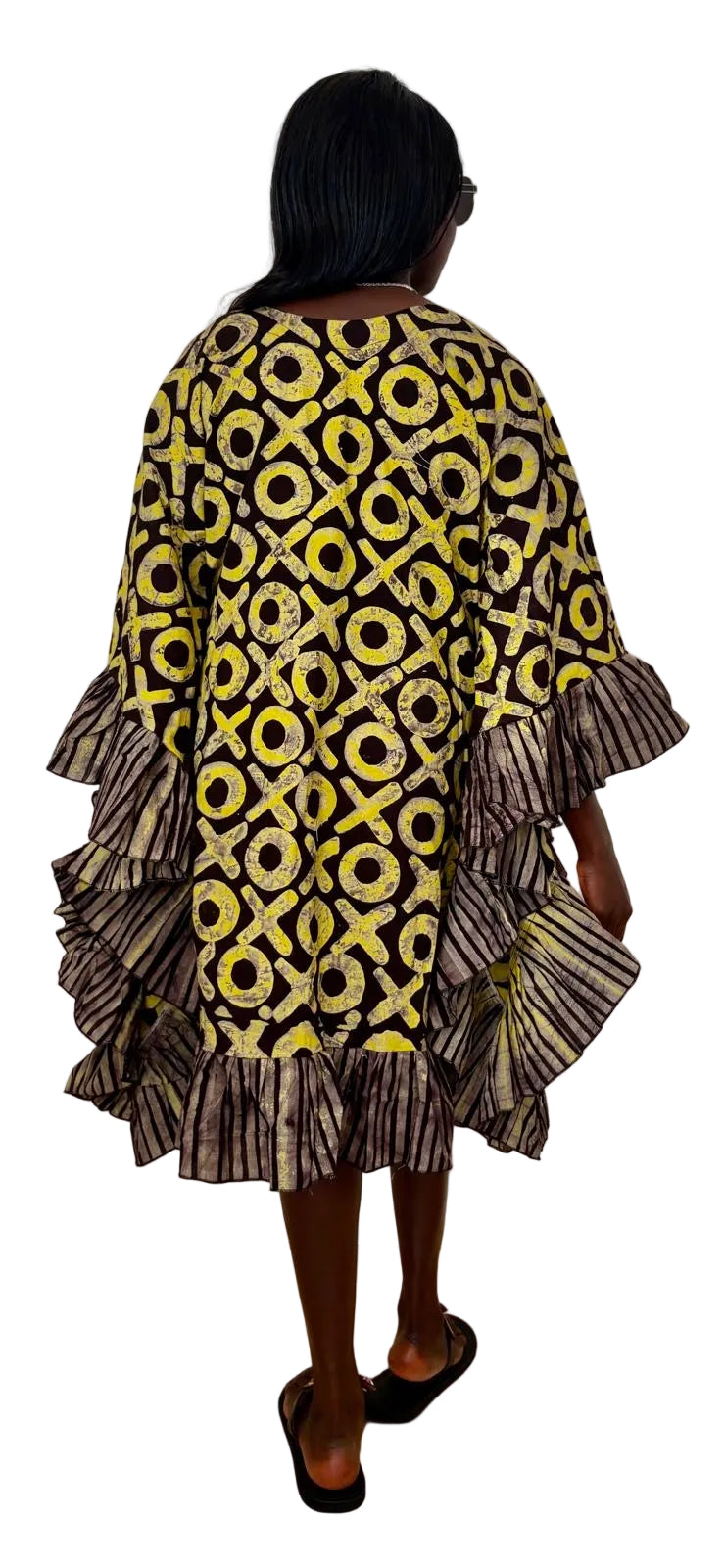 Yellow Ruffle Ankara Kaftan Dress