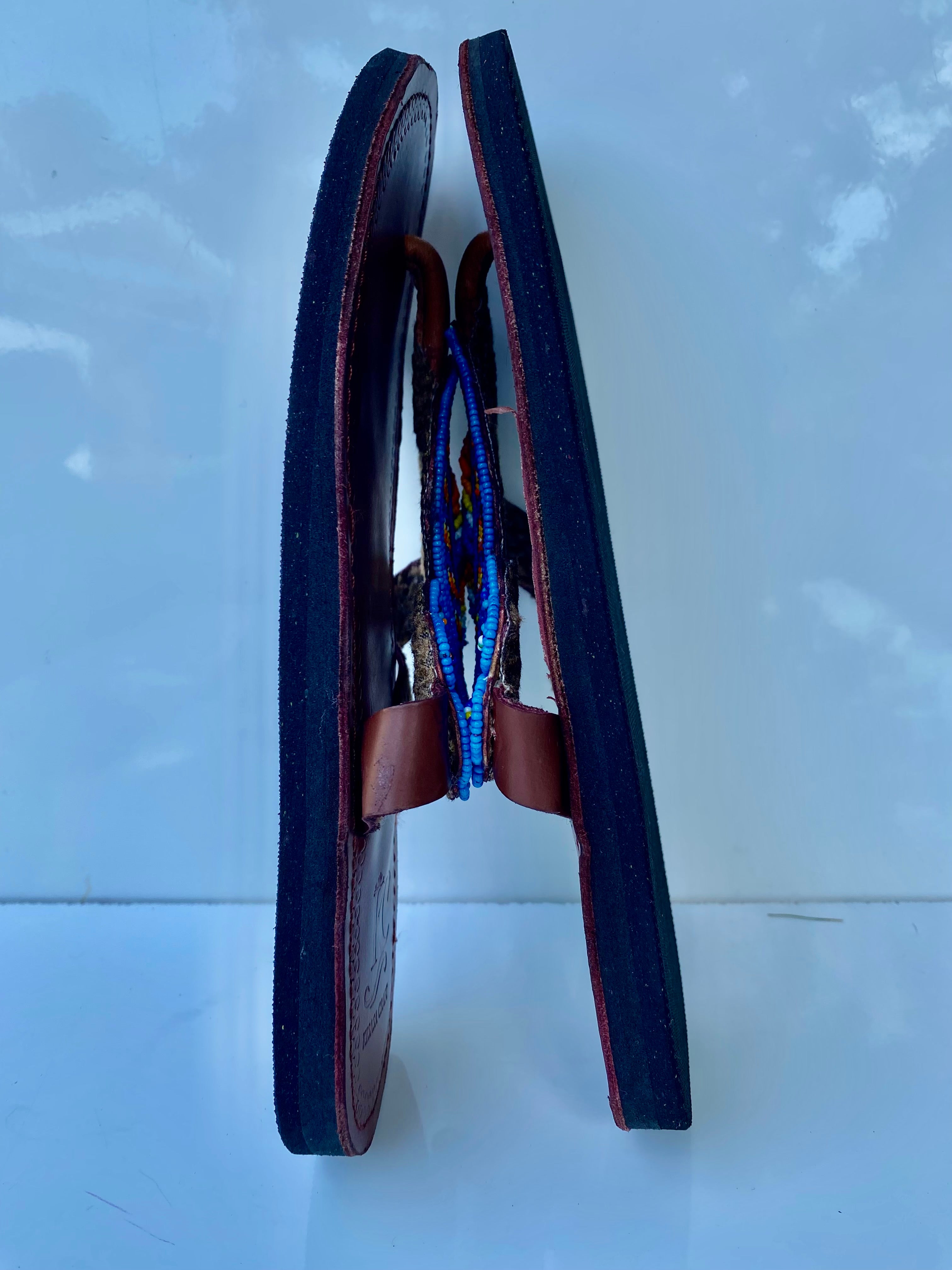 Handmade Maasai Beaded Sandals – Blue