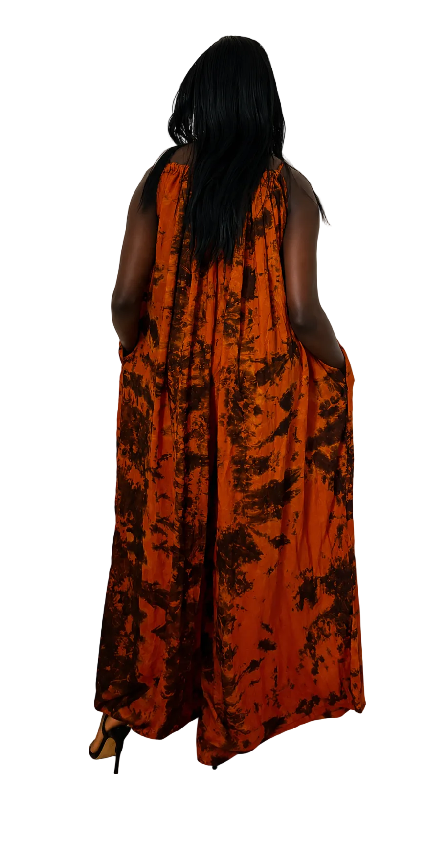 Yellow African Print Wide-Leg Jumpsuit with Pockets