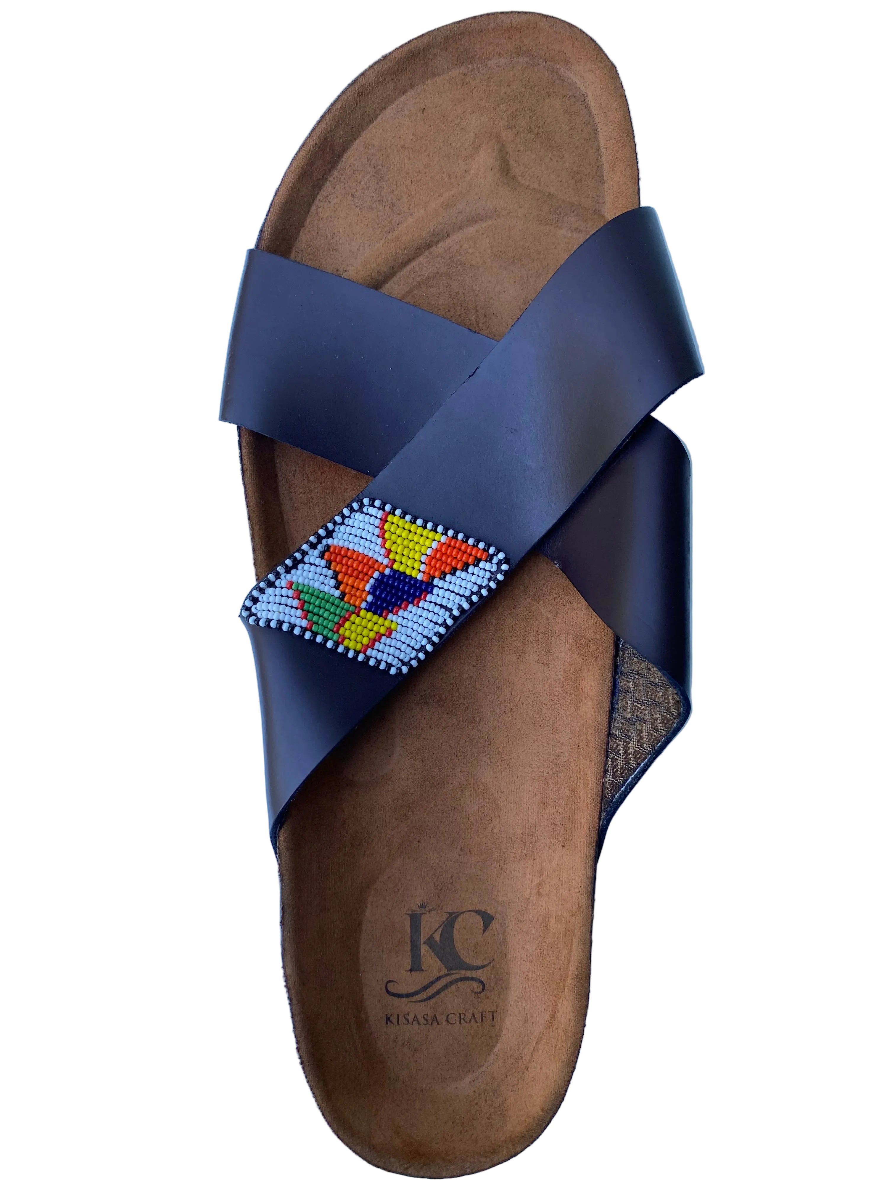 Men’s Handmade Maasai Beaded Leather Sandals – Brown
