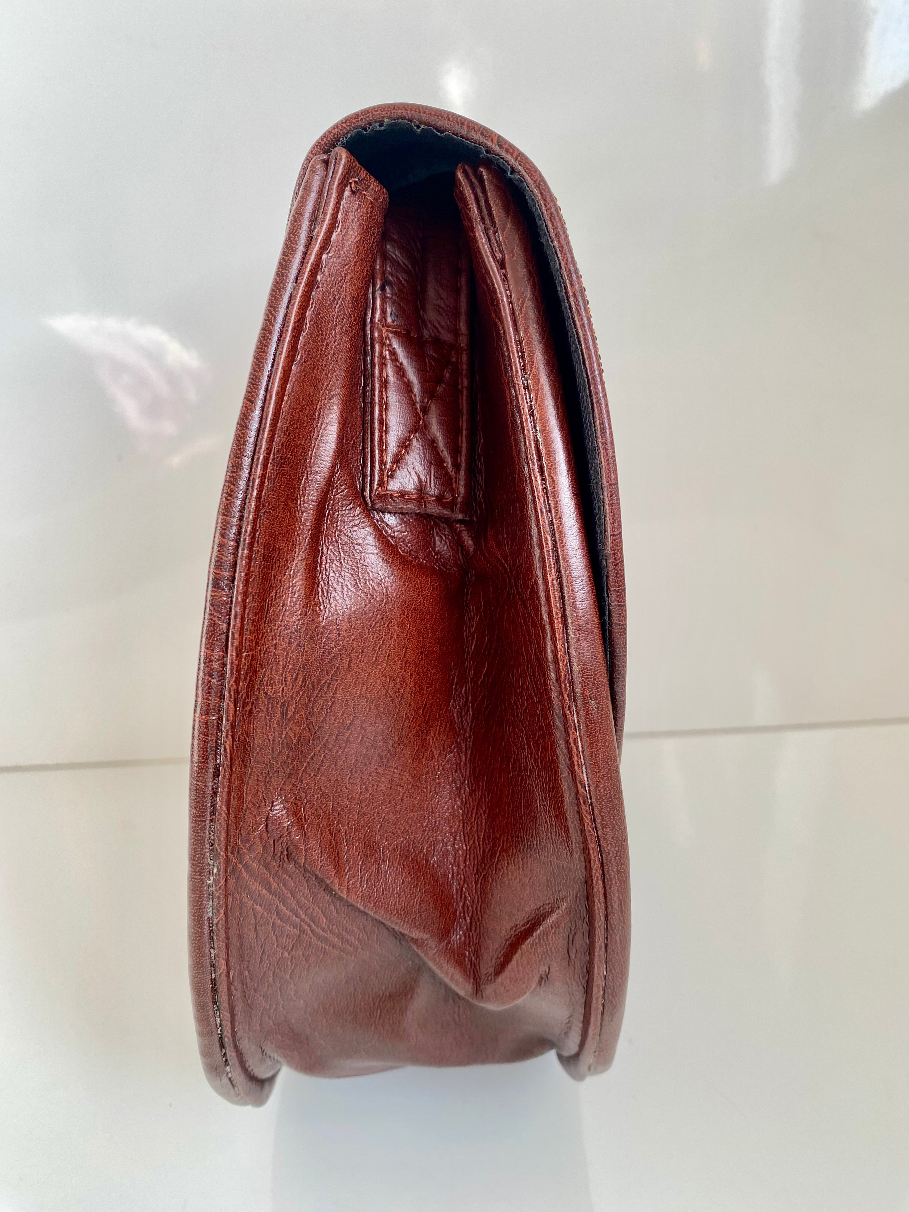 Handmade Beaded Leather Crossbody Bag – Brown