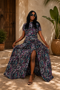 Midnight Mosaic Print Maxi Dress