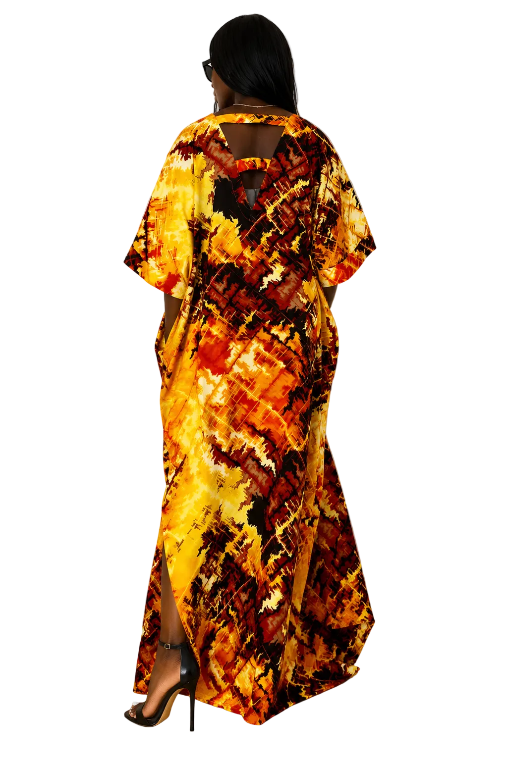 Sunset Glow African Print Pocket Maxi Dress