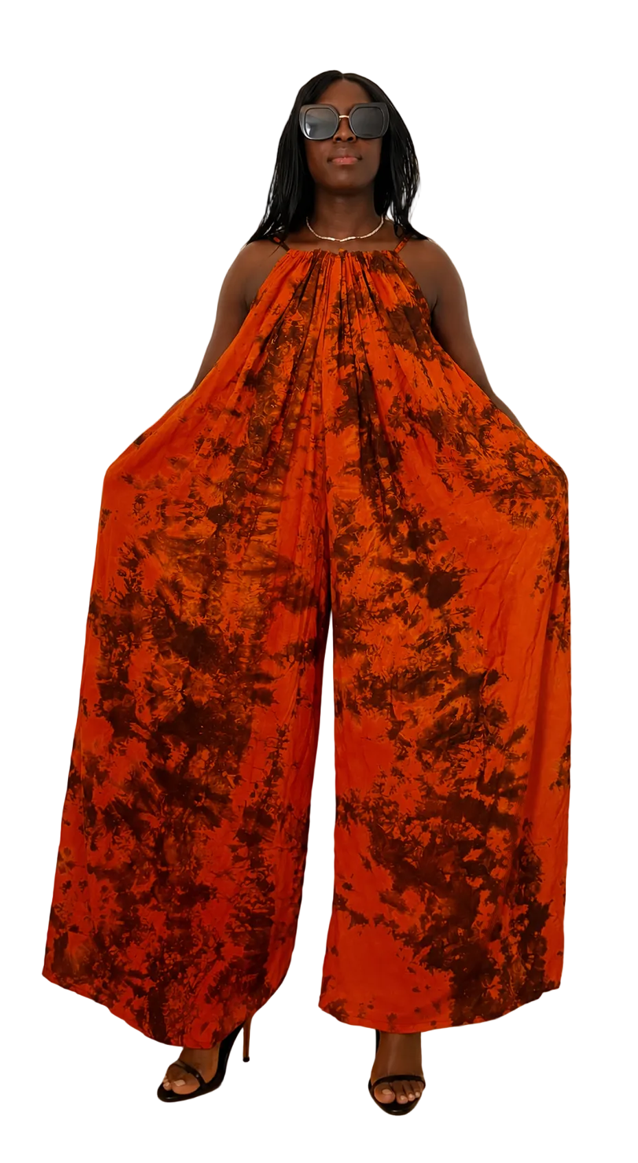 Yellow African Print Wide-Leg Jumpsuit with Pockets