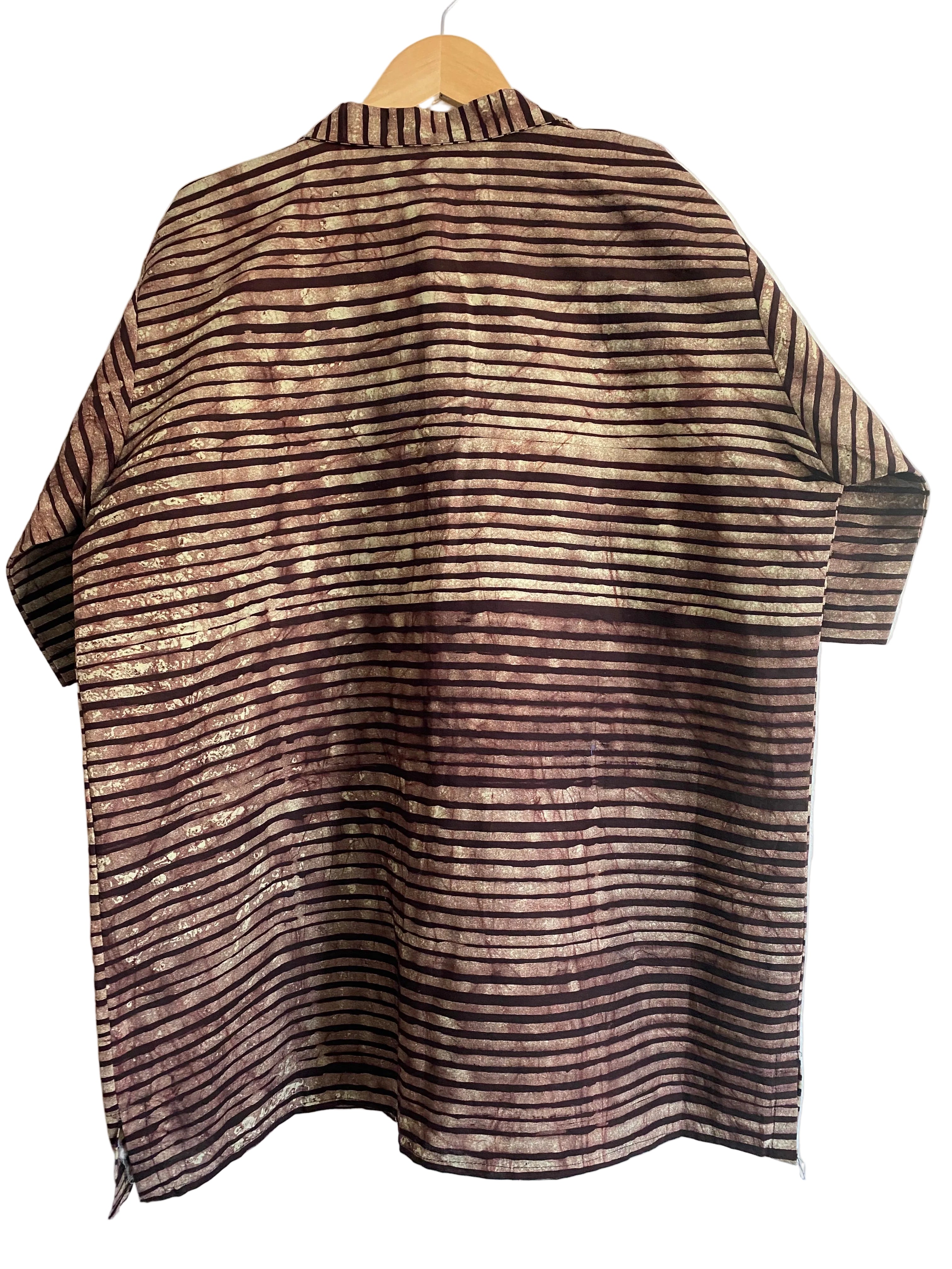 Handcrafted African Print Men’s Shirt – Brown Tribal Pattern