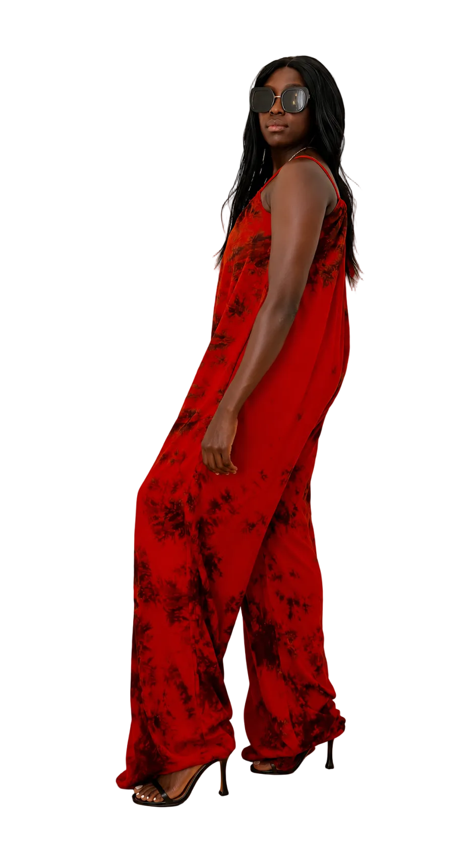 Elegant Orange Floral Wide-Leg Jumpsuit