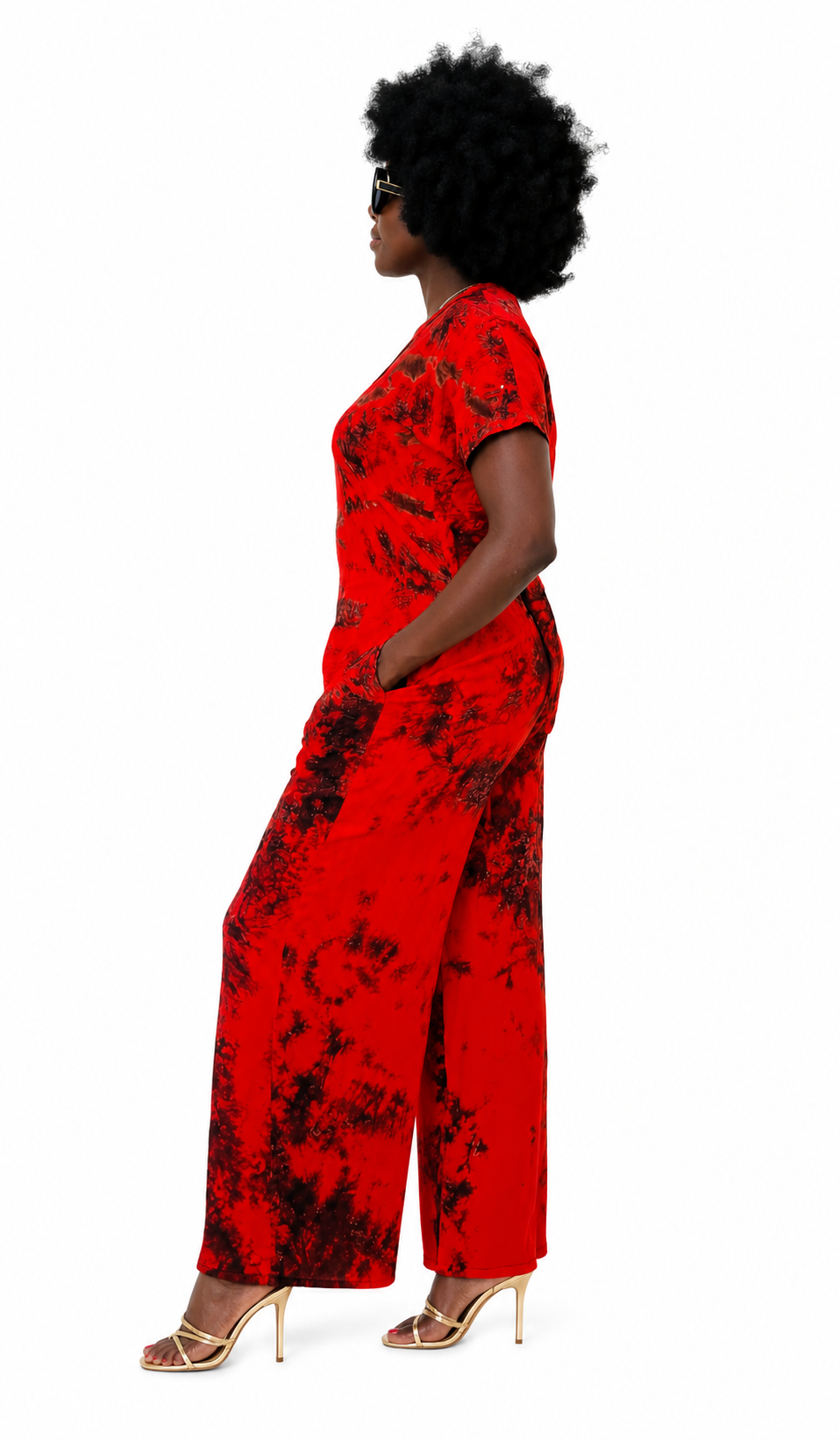 African Print Wide-Leg Jumpsuit – Green & Orange | Afrocraft Sweden
