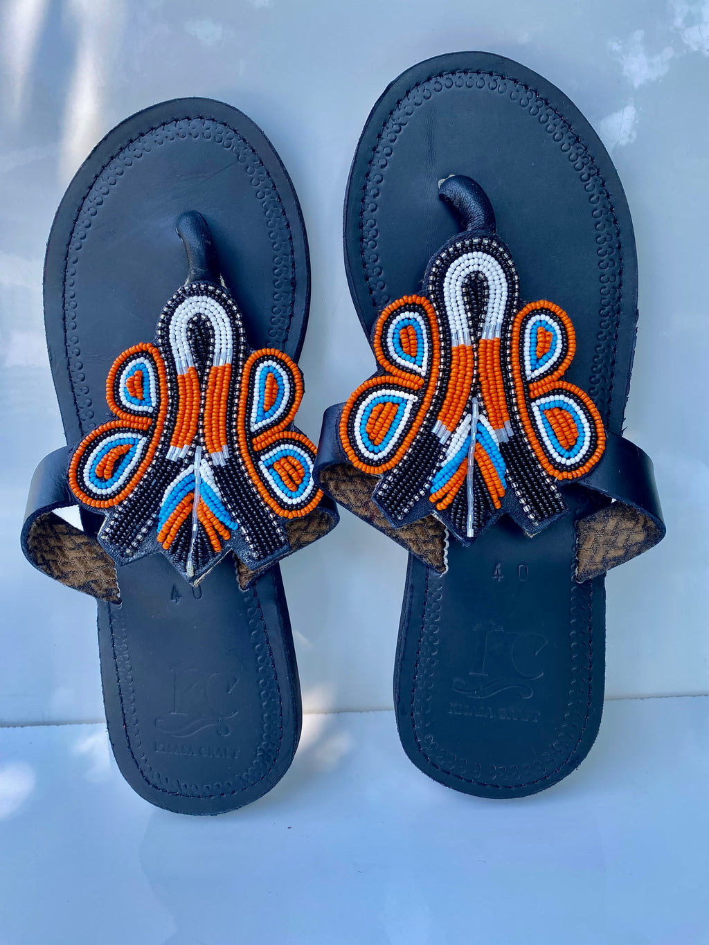 Black Maasai Handmade Beaded Leather Sandals