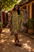 Yellow Ruffle Ankara Kaftan Dress